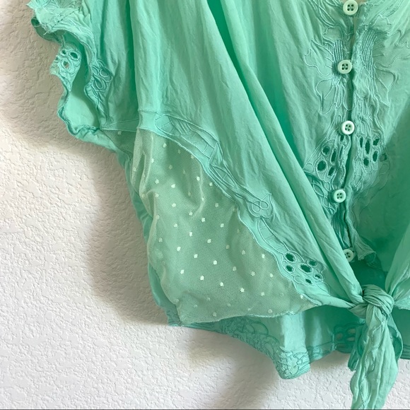 LF Kiwi Tucker Mint green tie front top - Picture 2 of 6